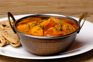 Indian style cottage cheese dish or curry with roti