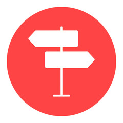 Signpost vector white glyph icon. Navigation sign