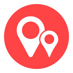 Two pin map glyph icon. Map pointer. Map markers