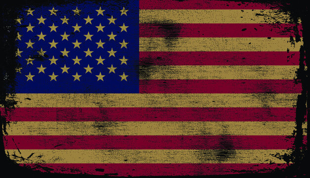 Vintage usa flag background with isolate grunge borders. Vector illustration