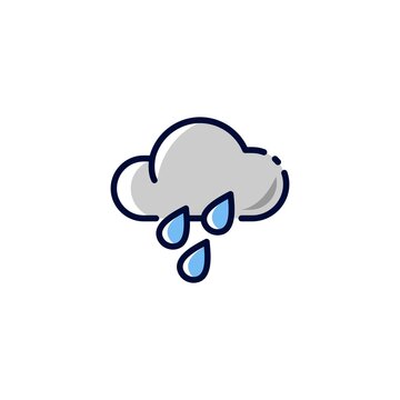 rain icon design  with Cloud and water drop symbol vector illustration simple modern line style, isolated on white background