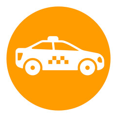 Taxi car flat vector white glyph icon isolated