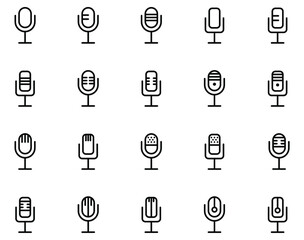 Simple set of microphone icons vector on white background.