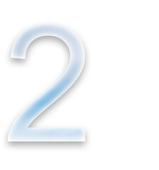 typographic number 2 filled with an image of clouds on a transparent background..