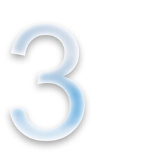 typographic number 3 filled with an image of clouds on a transparent background..