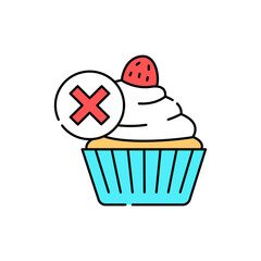 Forbidden food line color icon. Diabetes. Medical equipment