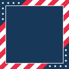 Patriotic Stars and Stripes, July 4th Banner, US Flag Banner, Memorial Day Background, Veteran's Day Background, Independence Day Frame, Red and White Stripes, Vector Illustration Background