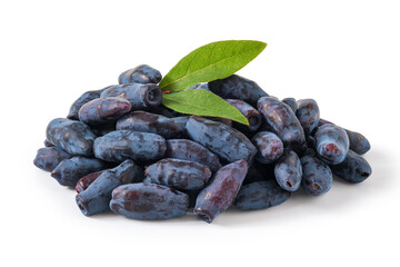 Honeysuckle Berries With Leaves isolated on white background