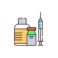 Medicines line color icon. Diabetes treatment concept. Pharmacy.