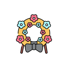 Funeral wreath line color icon. Religion. Sign for web page