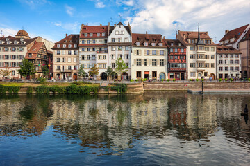 Fototapeta na wymiar Strasbourg Old town, France, historical houses on the Ill river