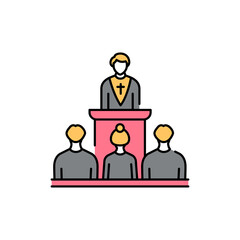 Funeral ceremony line color icon. Isolated vector element. Outline pictogram