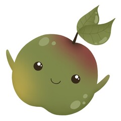 cute joyful apple with leaves
