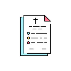 Testament or death document line color icon. Religion. Sign for web page