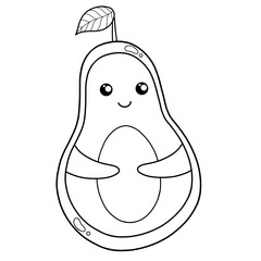 coloring page with avocado with leaf
