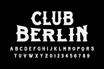 vintage font, purple and white background, vector alphabet, letters and numbers, typography