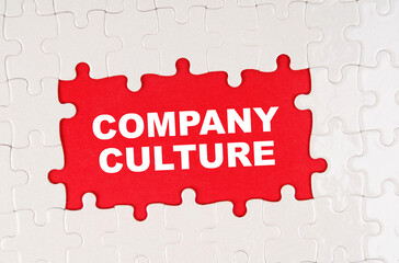 In the middle of the puzzles on a red background it is written - COMPANY CULTURE