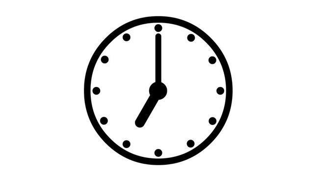 Cartoon counter clock 12 hours black and white version. Simple and very useful animation for illustrating time of any process. Seamless loop, greenbox.