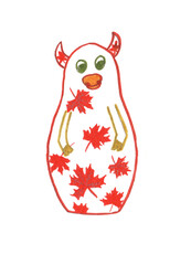 Bulls matryoshka, symbolizing autumn. Hand drawn illustration