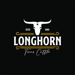 Fototapeta premium LongHorn Texas Cattle Vintage Logo Design