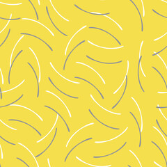 Thin little arcuate sticks. Seamless pattern for fabrics, textiles, decorative pillows, bed linen. The trend colors are yellow and gray. 