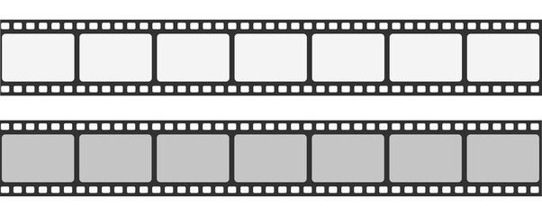 Film strip frame or border set. Photo, cinema or movie negative. Vector illustration.