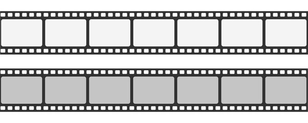 Film strip frame or border set. Photo, cinema or movie negative. Vector illustration.