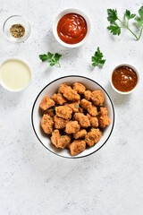 Crispy fried breaded chicken bites