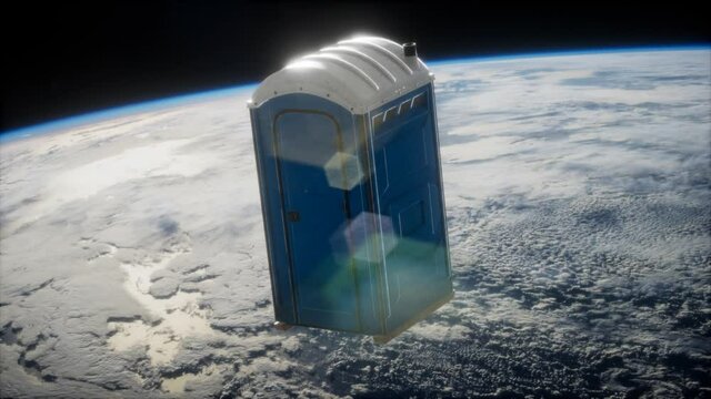 Portable street WC toilet cabin on Earth orbit