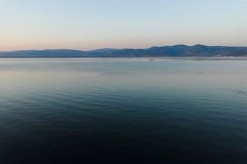 Amazing Sunset landscape of costal street in Golubac, Serbia