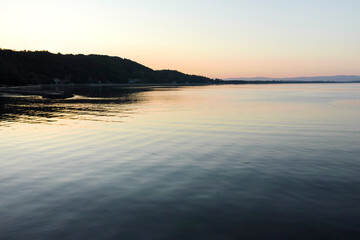 Obraz premium Amazing Sunset landscape of costal street in Golubac, Serbia