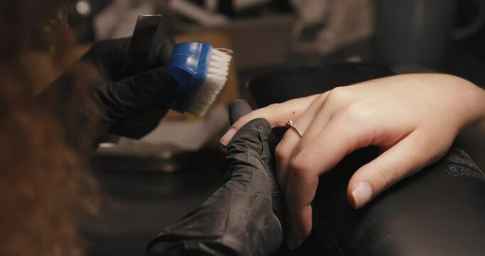 Female pedicure in a beauty salon. Close-up.