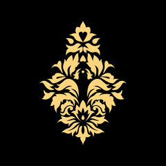 Damask vector oriental golden element. Abstract traditional ornament isolated on background