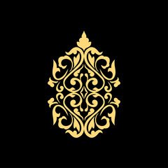 Fototapeta premium Damask vector oriental golden element. Abstract traditional ornament isolated on background