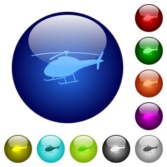 Helicopter silhouette color glass buttons
