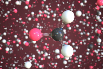 Formaldehyde molecule made with balls, scientific molecular model. Chemical 3d rendering