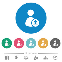 Upload user account flat round icons