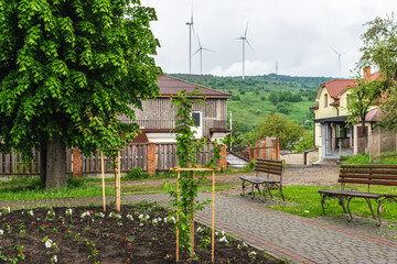 Wind Turbines on Top of the Mountains in Staryi Sambir, Ukraine.