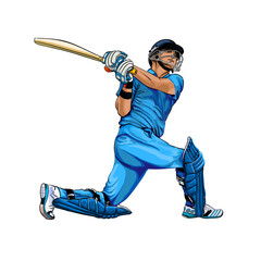 Abstract batsman playing cricket from splash of watercolors, colored drawing, realistic. Vector illustration of paints - obrazy, fototapety, plakaty