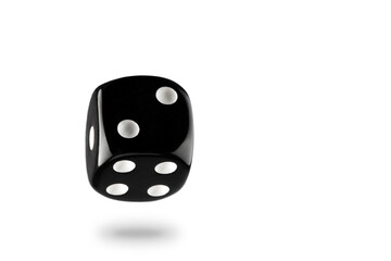 the dice are black with white dots, isolated on a white background for clipping