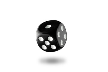 the dice are black with white dots, isolated on a white background for clipping