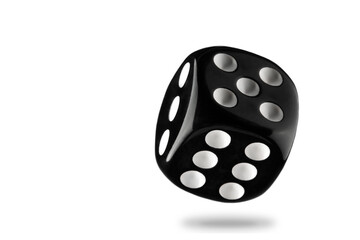 the dice are black with white dots, isolated on a white background for clipping
