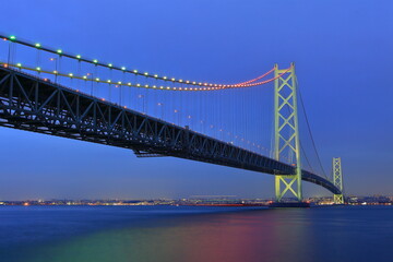 bridge, Akashi Kaikyo 明石海峡大橋の夜景