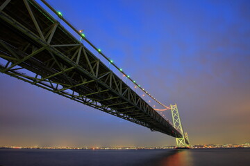 bridge, Akashi Kaikyo 明石海峡大橋の夜景
