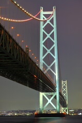 bridge, Akashi Kaikyo 明石海峡大橋の夜景