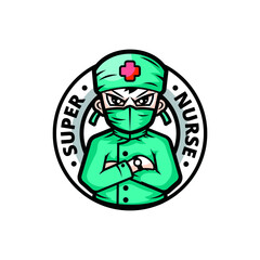 Logo nurse with male nurse as a mascot