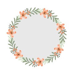 orange color flowers wreath for greeting and wedding card