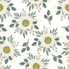 seamless pattern of chamomile bouquet for fabric design 