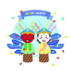 Birthday Jakarta Background with Traditional Puppet