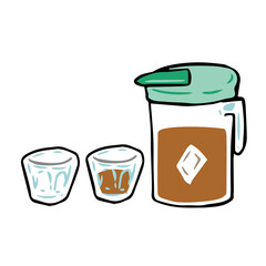 ティーバッグのピッチャーとグラス/アイスドリンク　4